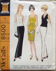 8500 1966 3 SLVLSS OVERBLOUSES, SLIM SKIRT LENGTHS PATTERN 18 38
